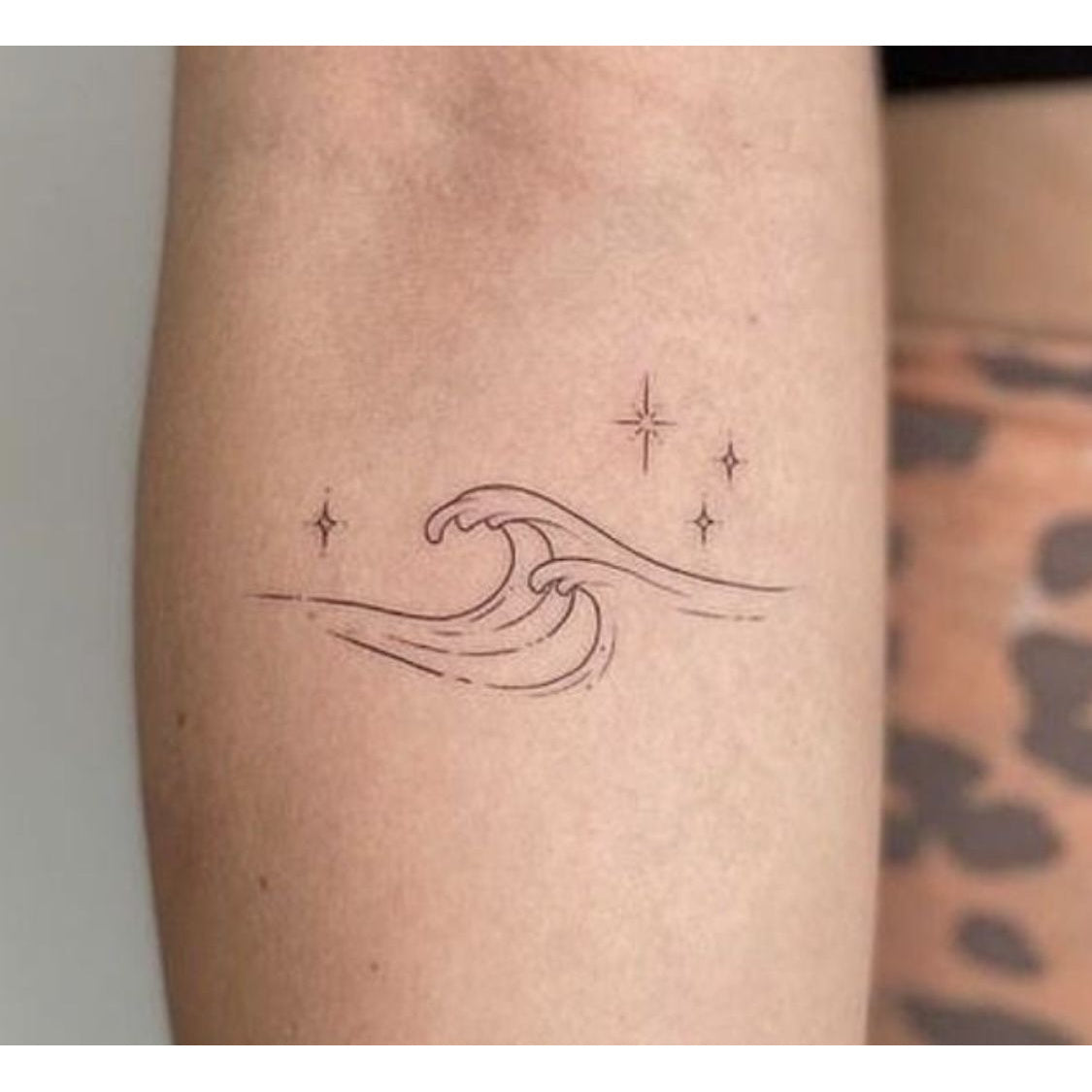 Ocean Wave and Stars Temporary Tattoo