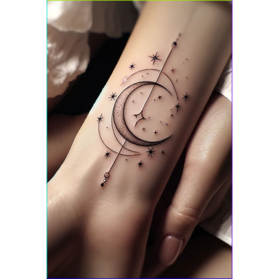 Moon Phase Circle Temporary Tattoo