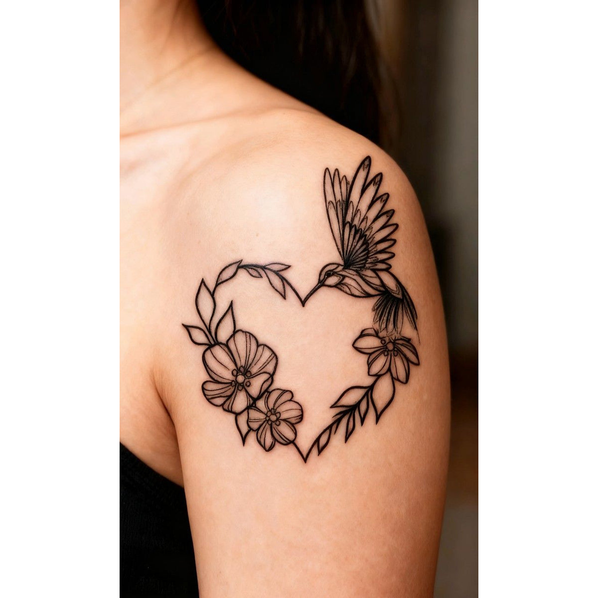 Rose Heart Wreath Temporary Tattoo