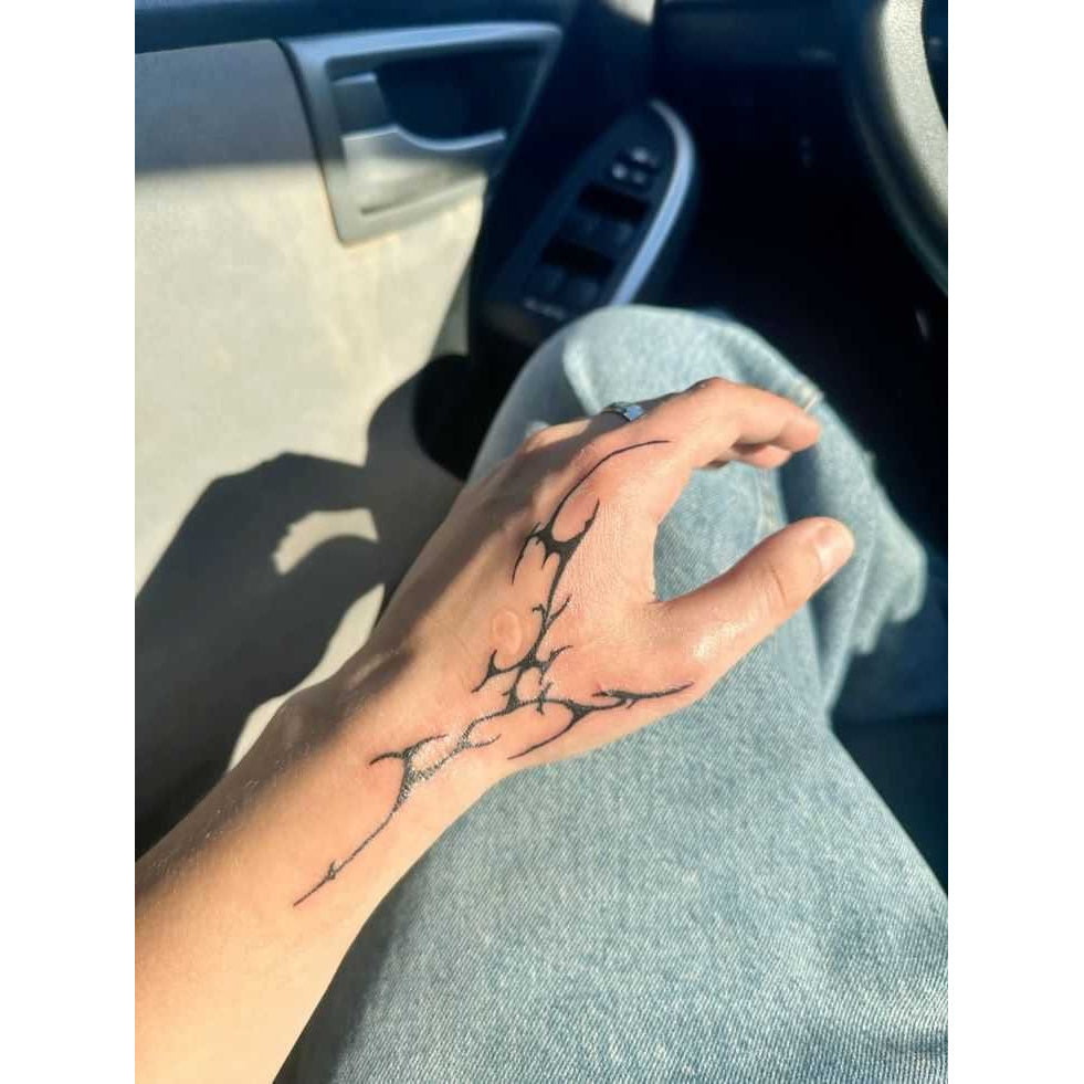Blue Floral Clavicle Temporary Tattoo