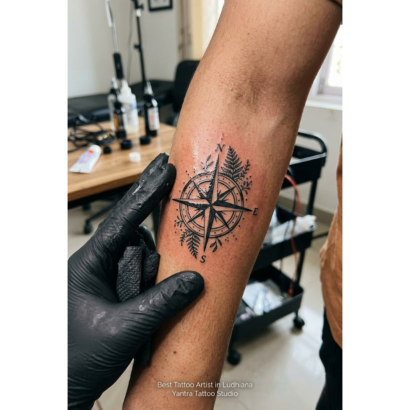 Compass Forearm Temporary Tattoo