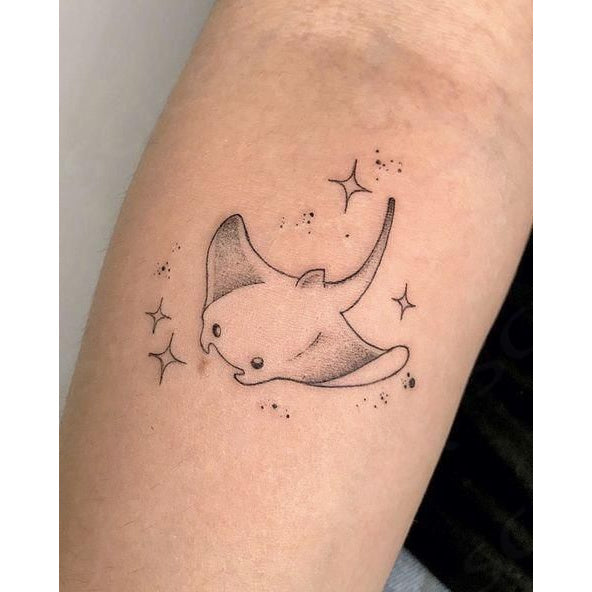 Cute Whale and Stars Temporary Tattoo