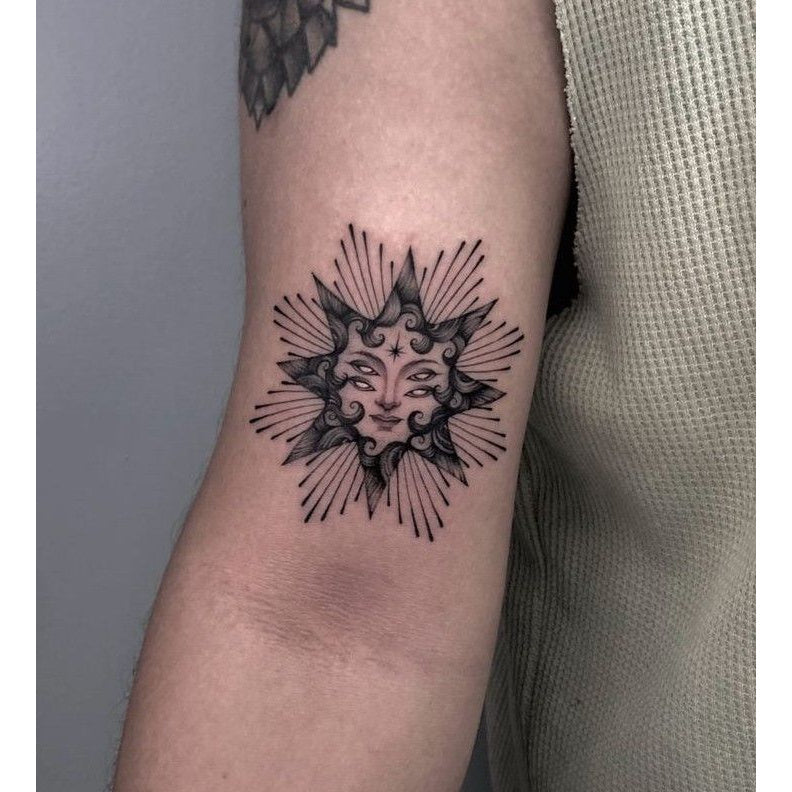 Sun Face Temporary Tattoo