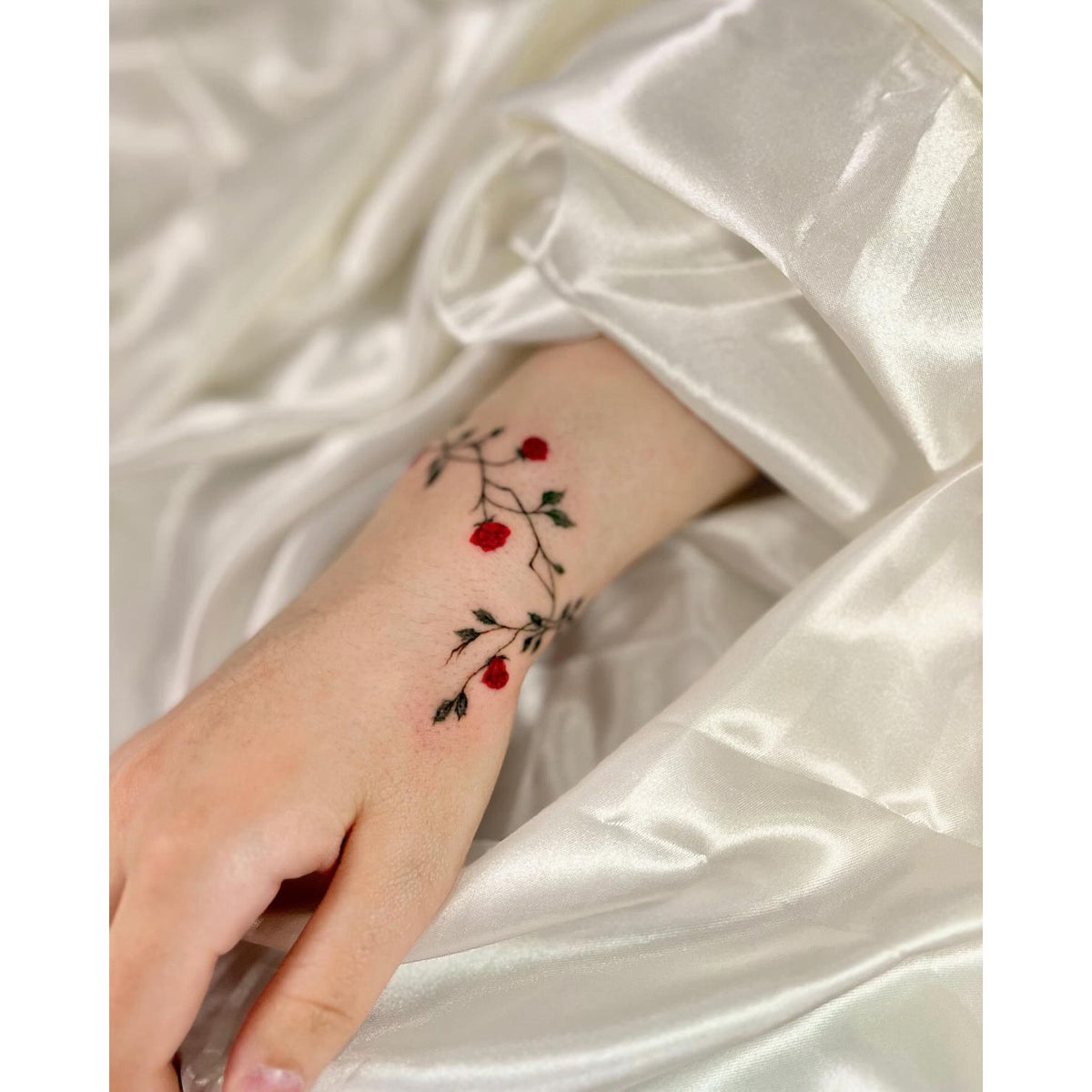 Cat and Flower Temporary Tattoo