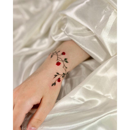 Cat and Flower Temporary Tattoo