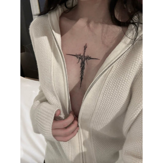 Red Heart Flame Temporary Tattoo