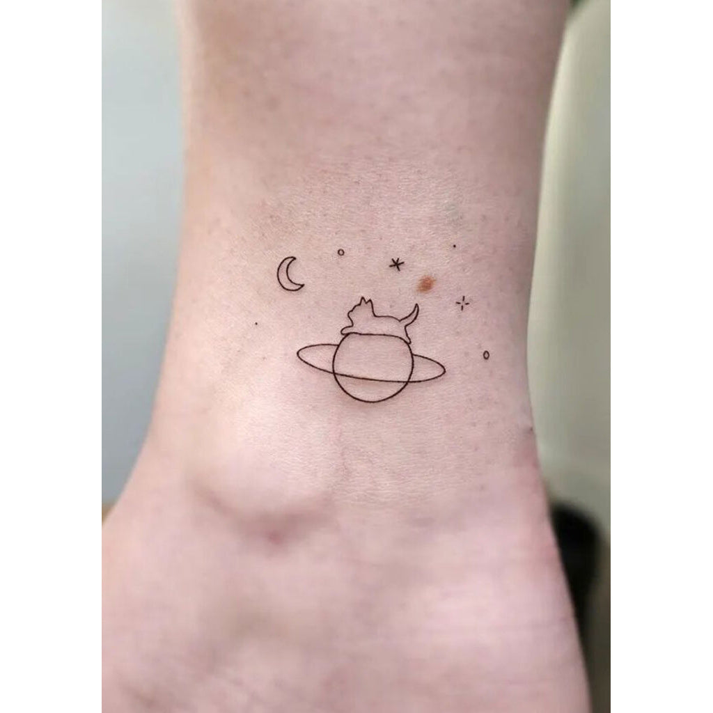 Saturn and Stars Temporary Tattoo