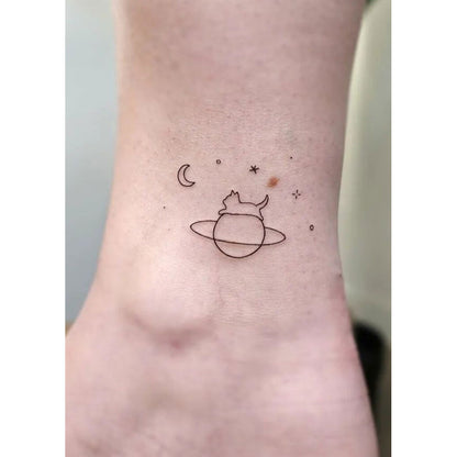Saturn and Stars Temporary Tattoo