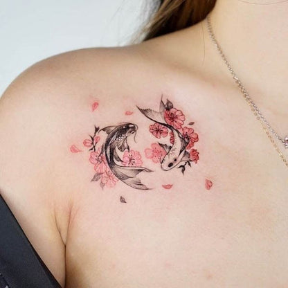 Red Floral Temporary Tattoo