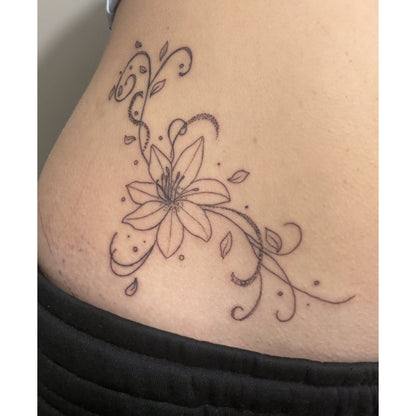 Ornamental Flower Curves Temporary Tattoo