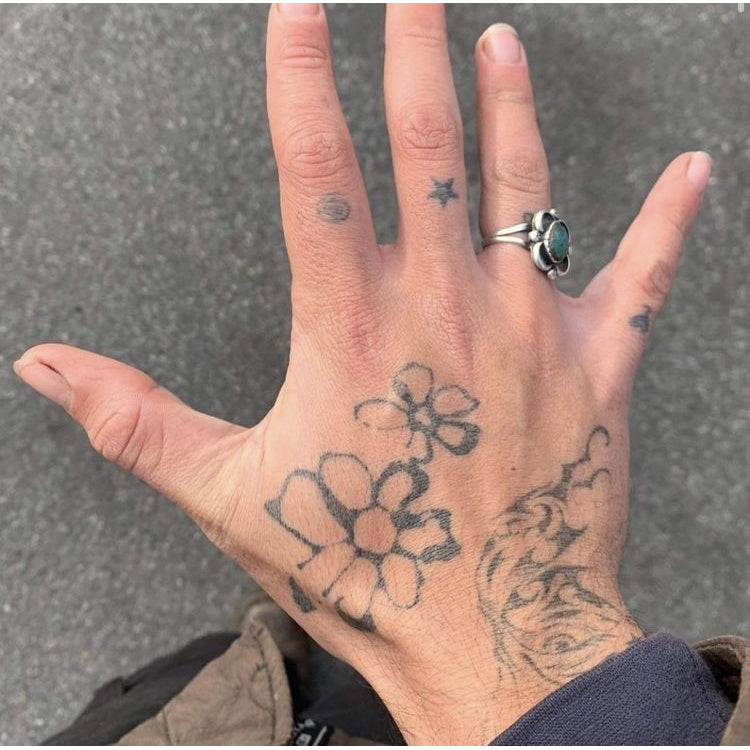 Floral Hand Design Temporary Tattoo