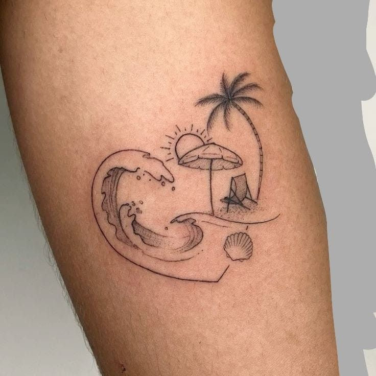 Crescent Floral Swirl Temporary Tattoo