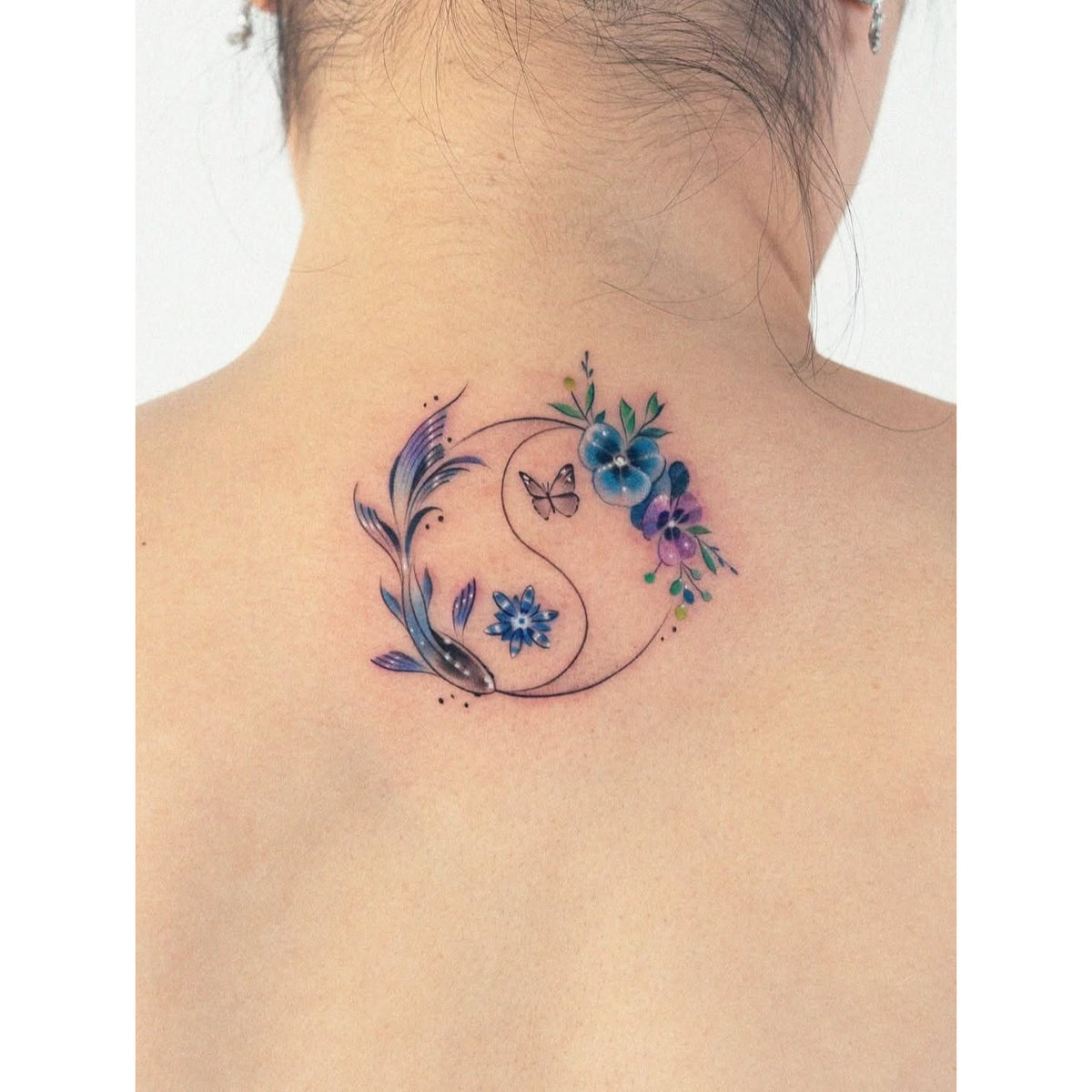 Blue Floral Eyes Temporary Tattoo