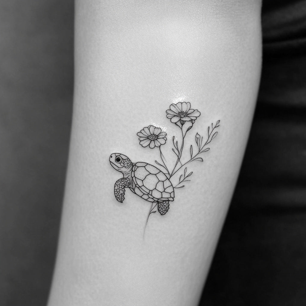 Wildflower and Butterfly Temporary Tattoo