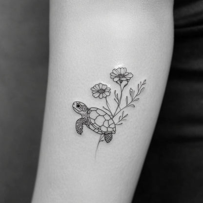 Wildflower and Butterfly Temporary Tattoo