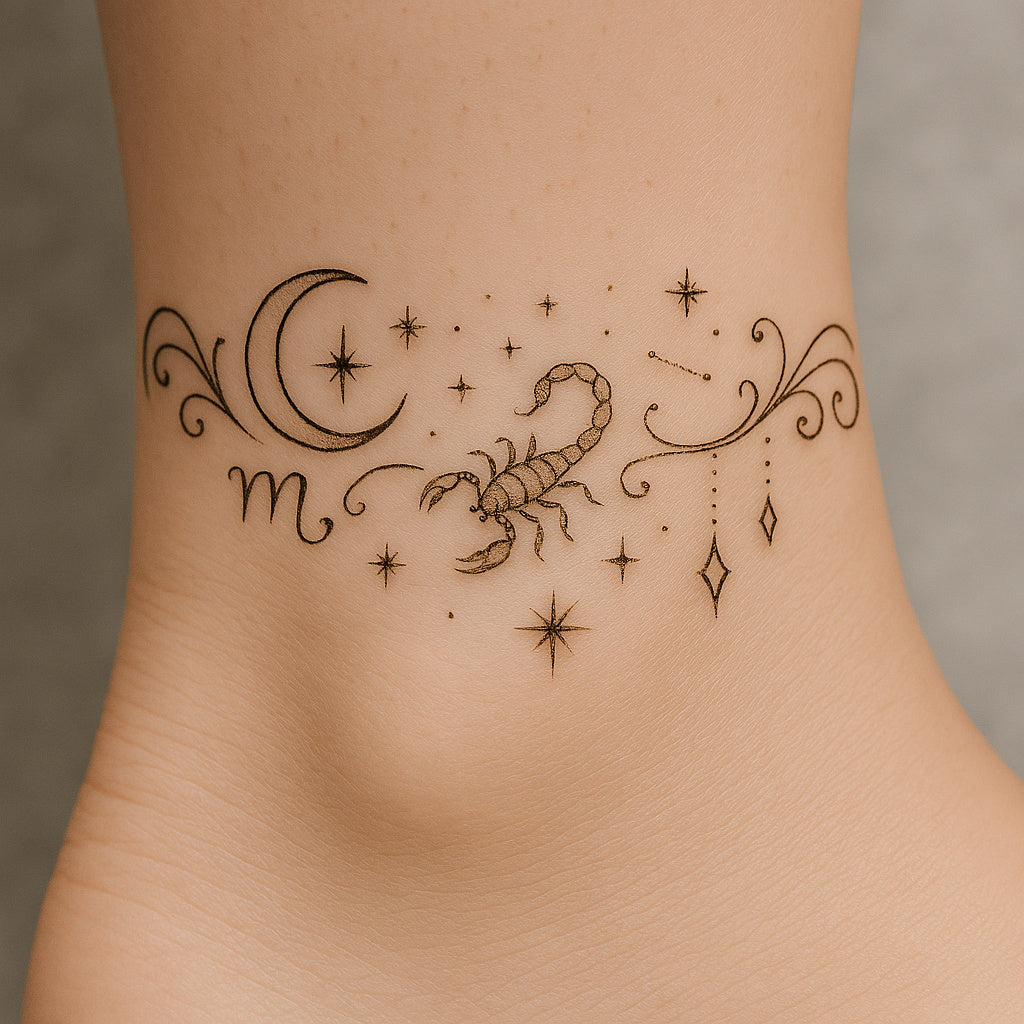 Celestial Moon Dragon Temporary Tattoo