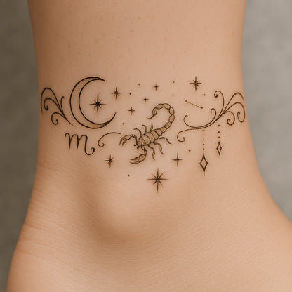 Celestial Moon Dragon Temporary Tattoo
