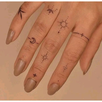 Finger Stars and Symbols Temporary Tattoo