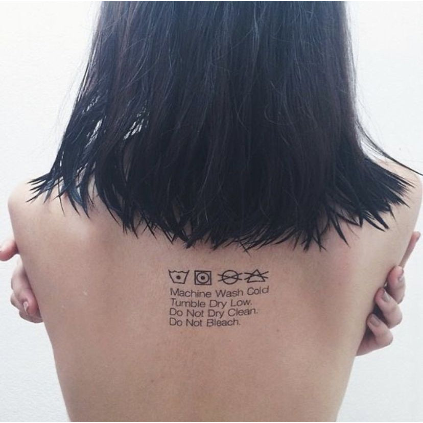 Back Script Tattoo Temporary Tattoo