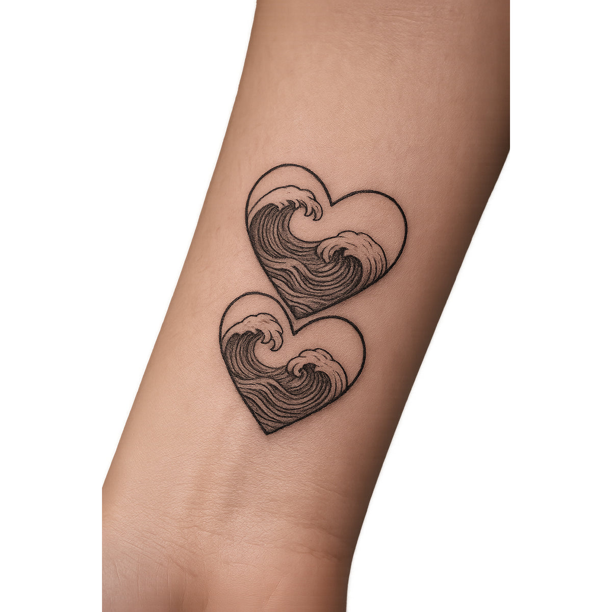 Twin Heart Temporary Tattoo