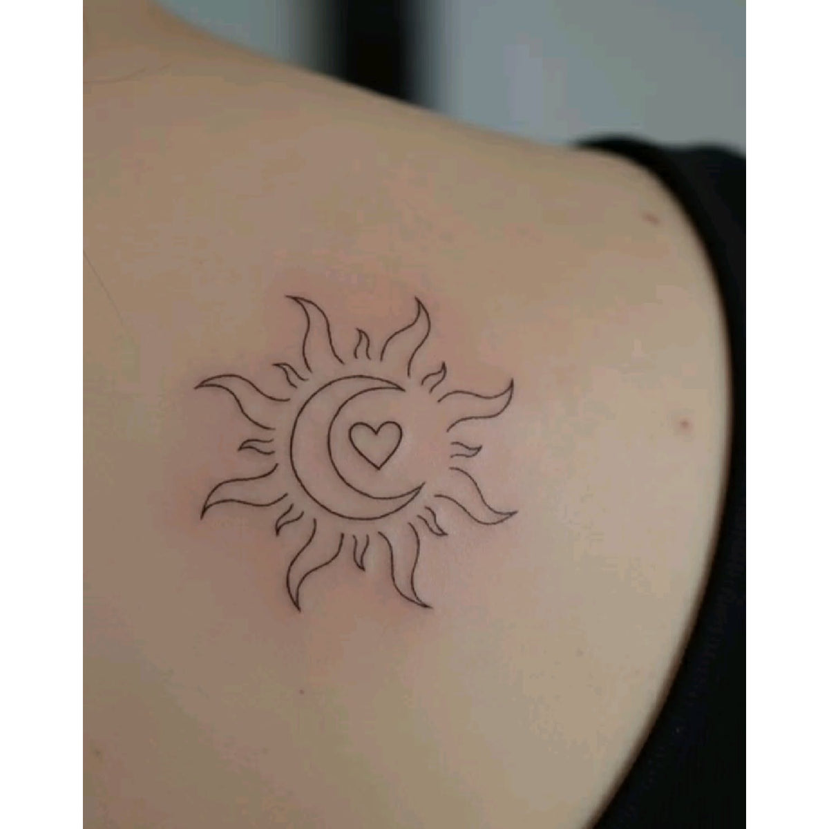 Sun and Heart Temporary Tattoo