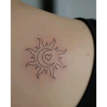 Sun and Heart Temporary Tattoo
