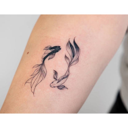 Twin Koi Design Temporary Tattoo