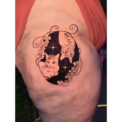 Yin Yang Faces Temporary Tattoo