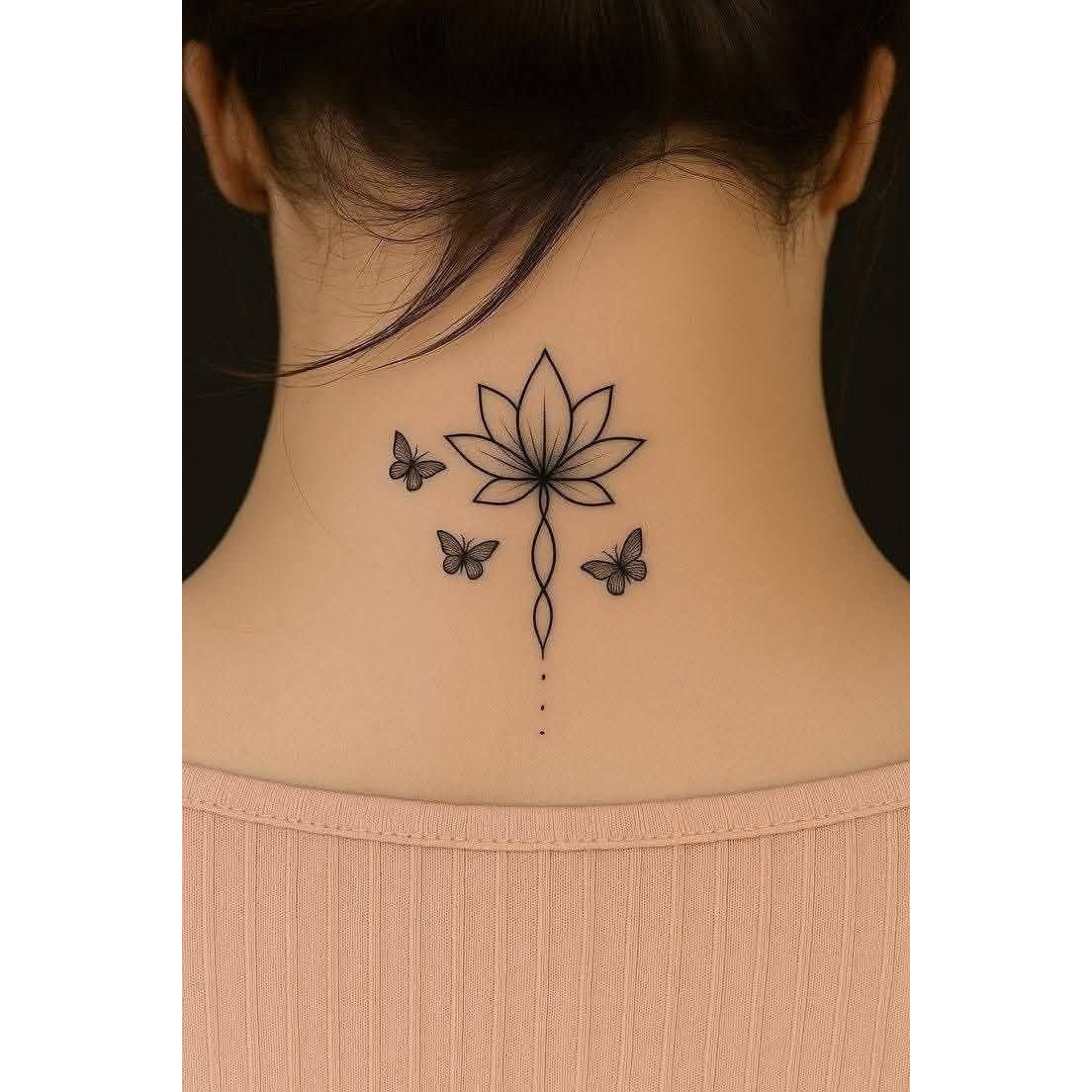Lotus Neck Temporary Tattoo
