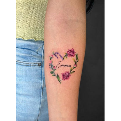 Heart and Flowers Temporary Tattoo