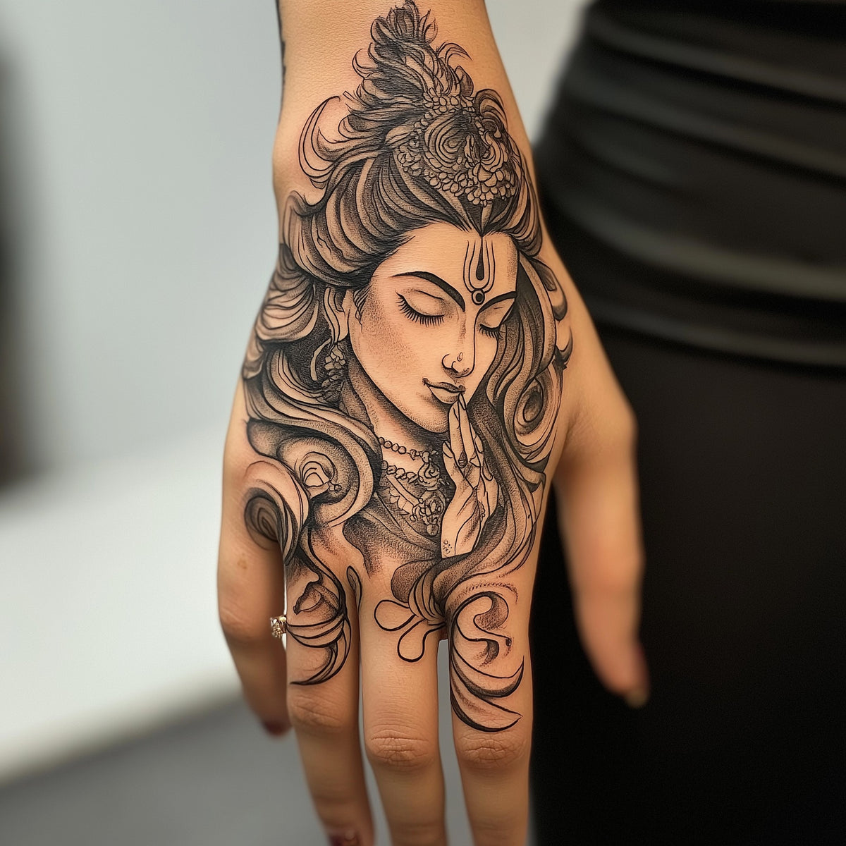 Woman with Flowing Hair Temporary Tattoo