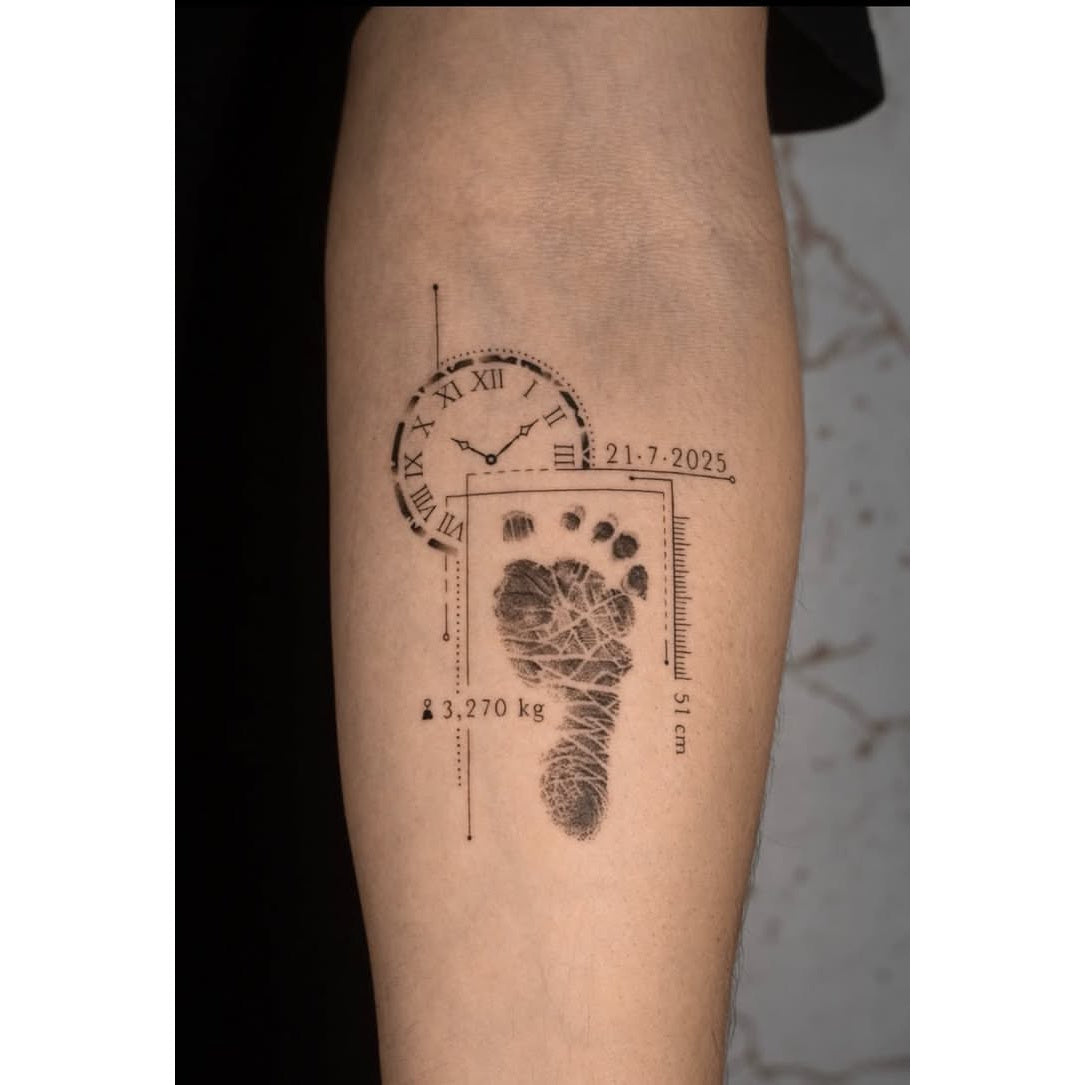 Compass and Footprint Temporary Tattoo
