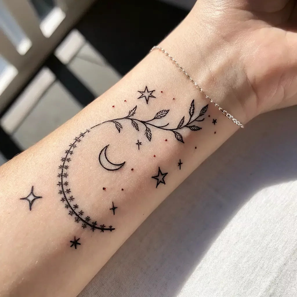 Crescent Moon Armband Temporary Tattoo