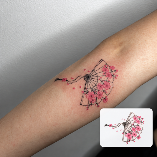 Red Floral Butterfly Temporary Tattoo