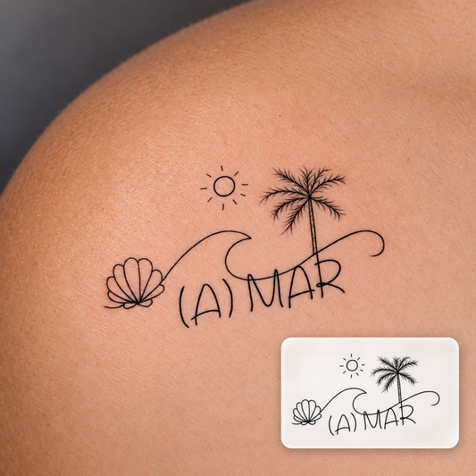 Palm Tree and Shell Temporary Tattoo