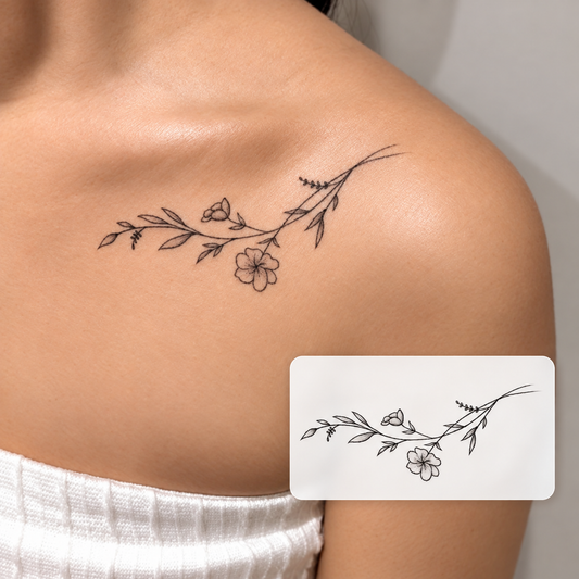 Floral Shoulder Branch Temporary Tattoo