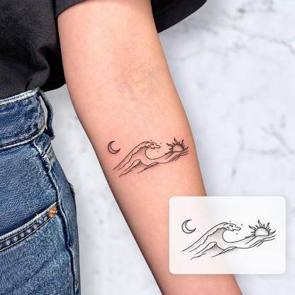 Crescent Bird Temporary Tattoo