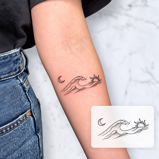 Crescent Bird Temporary Tattoo