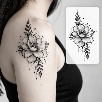 Pink Flower Bouquet Temporary Tattoo