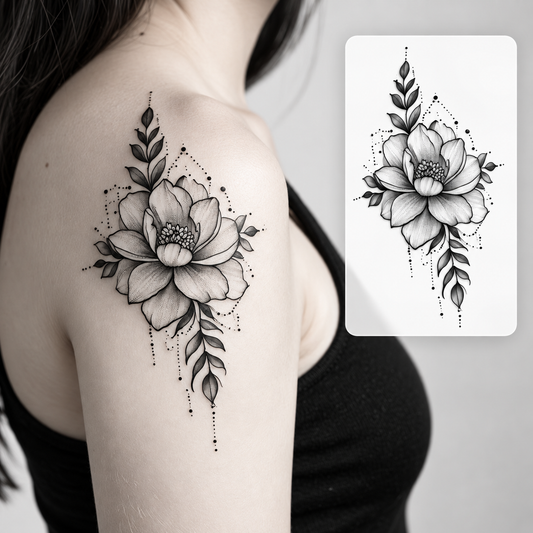 Pink Flower Bouquet Temporary Tattoo