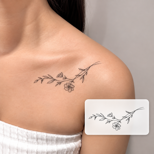 Bird on a Branch Shoulder Temporary Tattoo