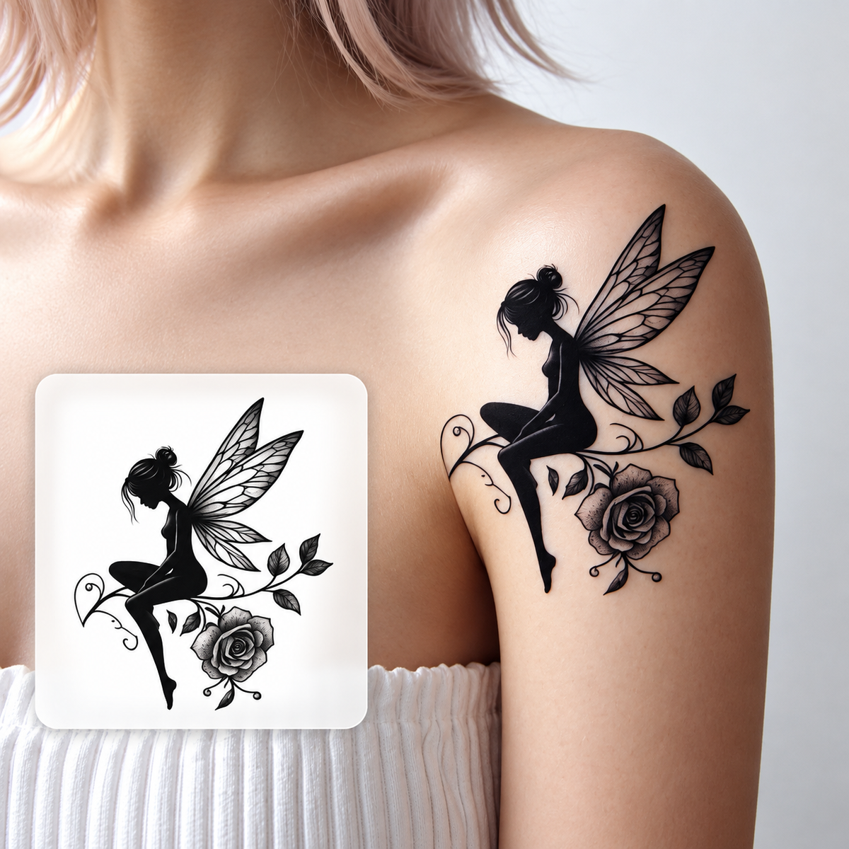 Butterfly and Cherry Blossom Temporary Tattoo