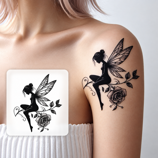 Butterfly and Cherry Blossom Temporary Tattoo