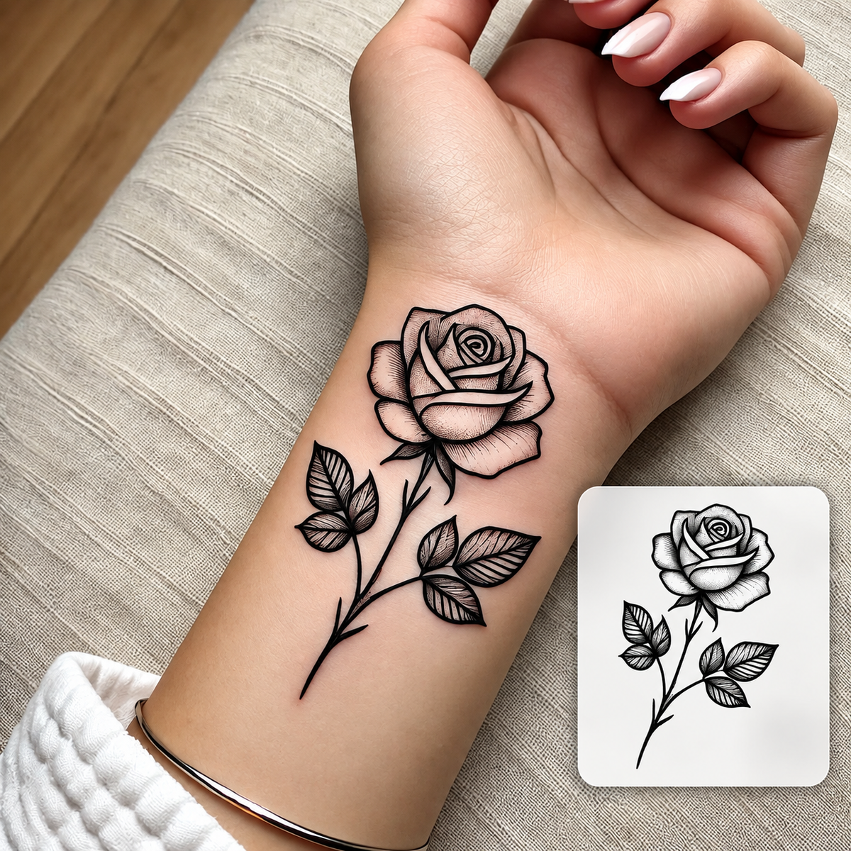 Rose Temporary Tattoo