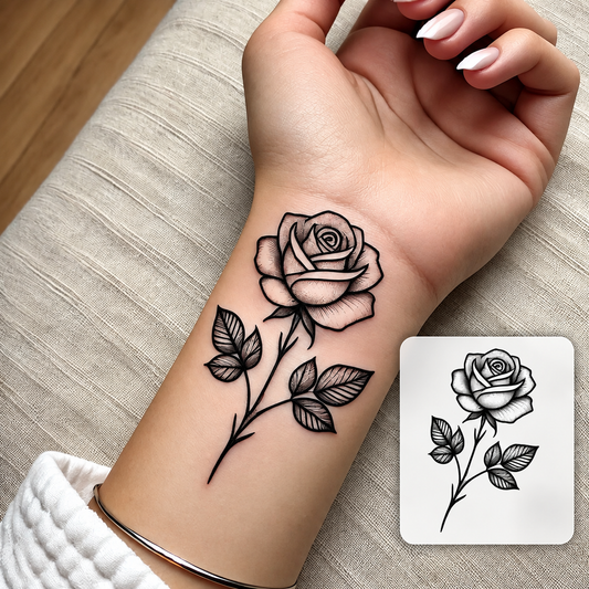 Rose Temporary Tattoo