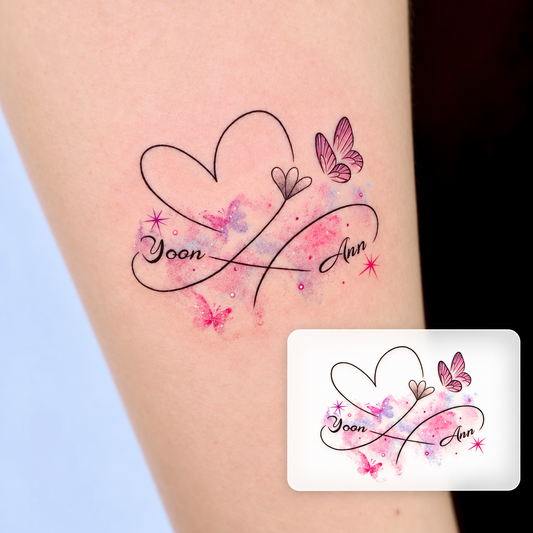 Floral Heart Line Temporary Tattoo