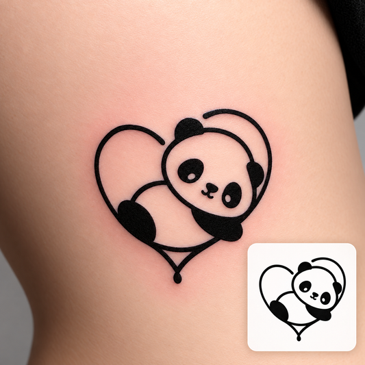 Panda Heart Temporary Tattoo