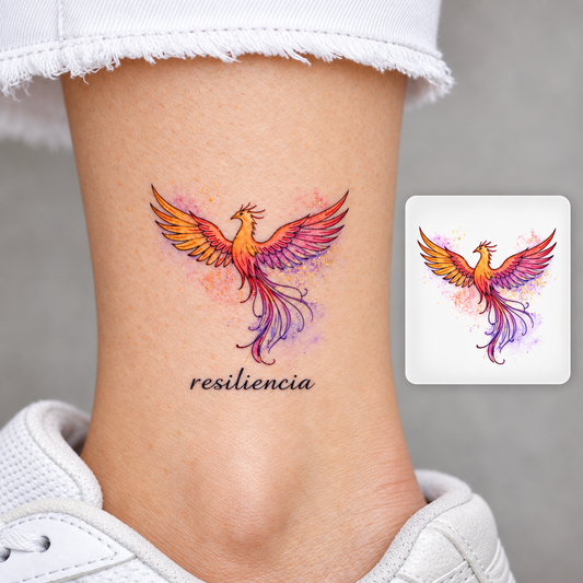 Colorful Phoenix Temporary Tattoo