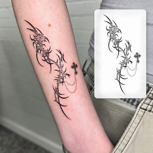 Red Rose and Butterfly Temporary Tattoo