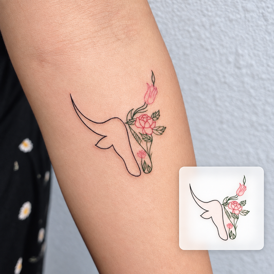 Red Bird and Branch Temporary Tattoo